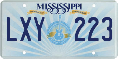 MS license plate LXY223