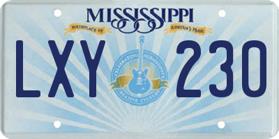 MS license plate LXY230