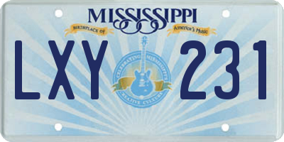 MS license plate LXY231
