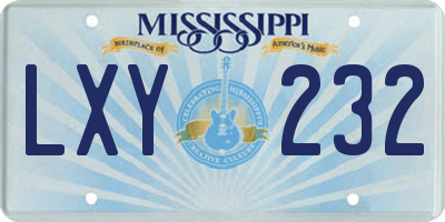 MS license plate LXY232
