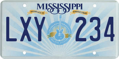 MS license plate LXY234