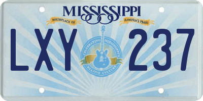 MS license plate LXY237