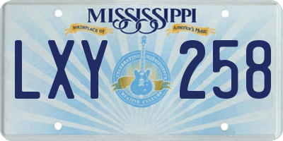 MS license plate LXY258