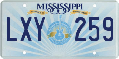 MS license plate LXY259