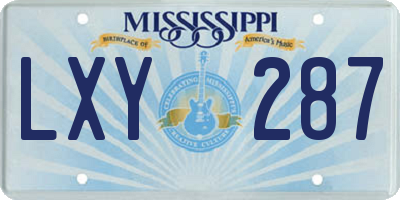 MS license plate LXY287