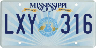MS license plate LXY316