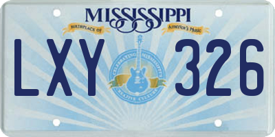 MS license plate LXY326