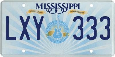 MS license plate LXY333