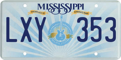 MS license plate LXY353
