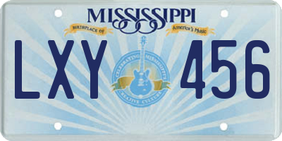 MS license plate LXY456
