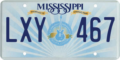 MS license plate LXY467