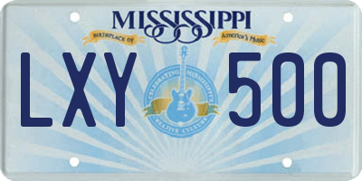 MS license plate LXY500