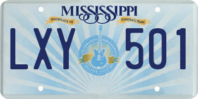 MS license plate LXY501