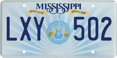 MS license plate LXY502