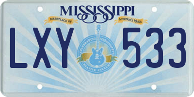 MS license plate LXY533