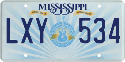 MS license plate LXY534