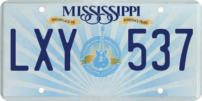 MS license plate LXY537