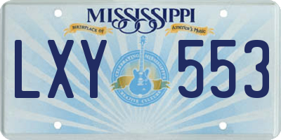 MS license plate LXY553