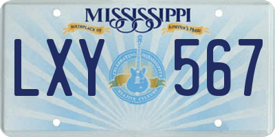 MS license plate LXY567