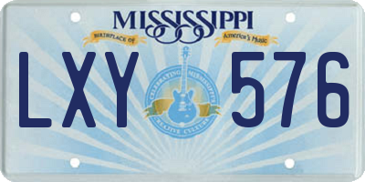 MS license plate LXY576