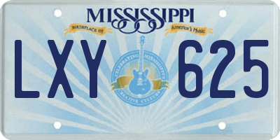 MS license plate LXY625