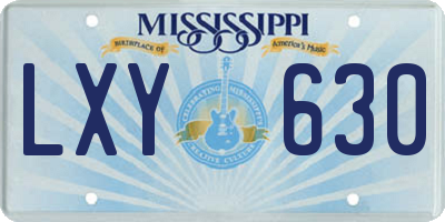 MS license plate LXY630