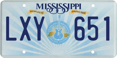 MS license plate LXY651