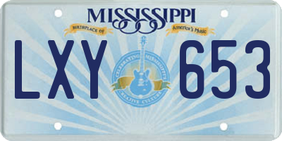 MS license plate LXY653