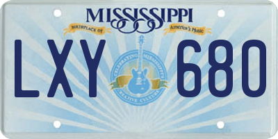 MS license plate LXY680