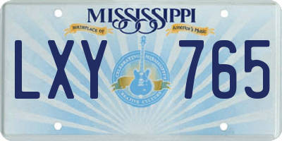 MS license plate LXY765