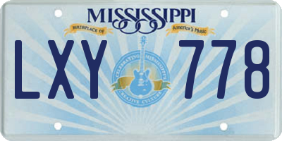 MS license plate LXY778