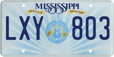 MS license plate LXY803