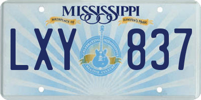 MS license plate LXY837