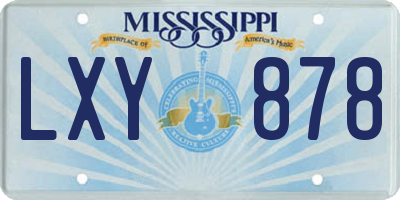 MS license plate LXY878
