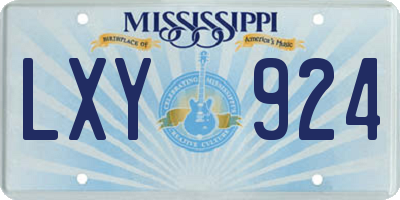 MS license plate LXY924