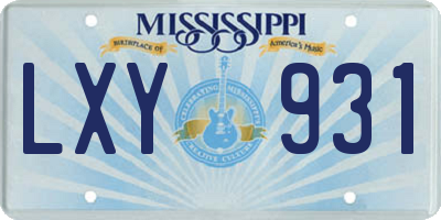 MS license plate LXY931