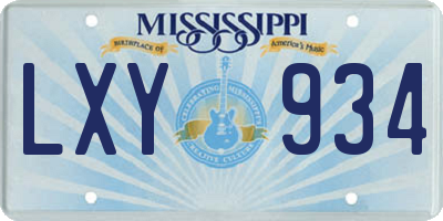 MS license plate LXY934