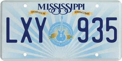 MS license plate LXY935