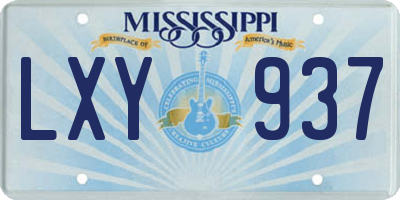 MS license plate LXY937
