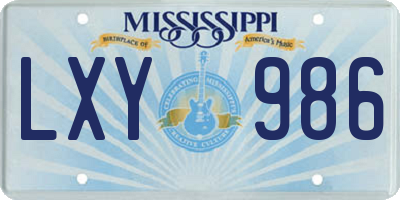 MS license plate LXY986