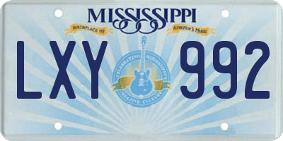 MS license plate LXY992