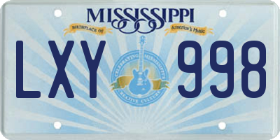 MS license plate LXY998