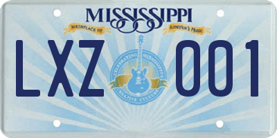 MS license plate LXZ001