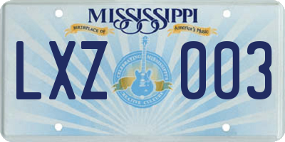 MS license plate LXZ003