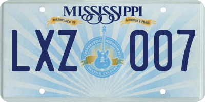 MS license plate LXZ007