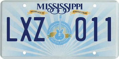 MS license plate LXZ011