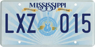 MS license plate LXZ015