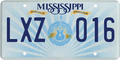 MS license plate LXZ016