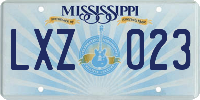 MS license plate LXZ023