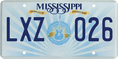MS license plate LXZ026